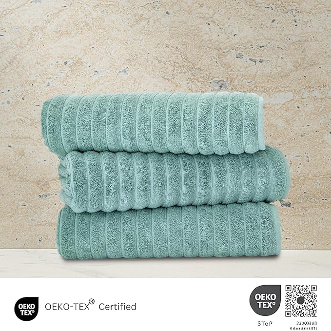 Classic Turkish Towels CTT - Luxury Jumbo Bath Sheet 3 Piece, 100% Turkish Cotton, Absorbent & Ultra Comfy Bath Towel Sheets for Hotels & Spa | 40"x65" (Spa Green)