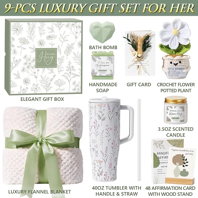 Mothers Day & Birthday Gifts for Women - Get Well Soon Spa Care Package, Luxury Self Care Gift Basket for After Surgery & Cancer Care Inspirational Thinking of You Sympathy Gift Set for Mom Her Friend