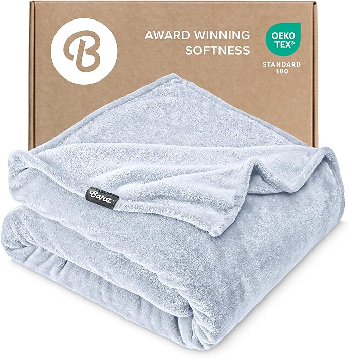 Bare Home Fleece Blanket - King Size - Ultra-Soft Lightweight for Bed, Sofa, and Couch - Luxury Microplush - Cozy Warm Blanket (King, Blue Mist)
