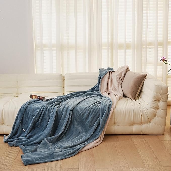 JET'S HOME Heated Blanket Twin 62"x84" - ETL&FCC Certified Flannel Electric Blanket Machine Washable Heating Throw with 4 Heating Levels 10 Hours Auto-Off Overheating Protection (Blue)