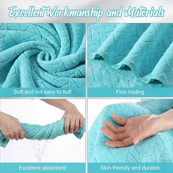 SmoothNovelty 16 Pack Microfiber Bath Towels Bulk 27'' x 60'' Oversized Size Bath Towel Highly Absorbent Extra Large Soft Drying for Beach Shower Summer Salon Sport Gym Party (Wheat,Light Blue)