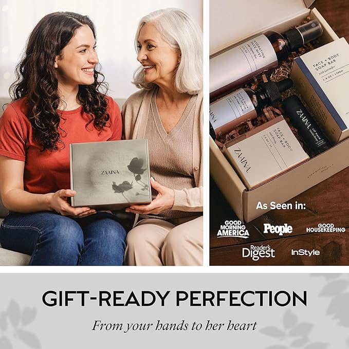 ZAAINA Spa Gifts for Women - Mother's Day Gifts for Mom, Relaxaing Spa Gift Basket, Pampering At Home Natural Bath & Body Self Care Spa Package for Mom Wife, Birthday Gifts for Women