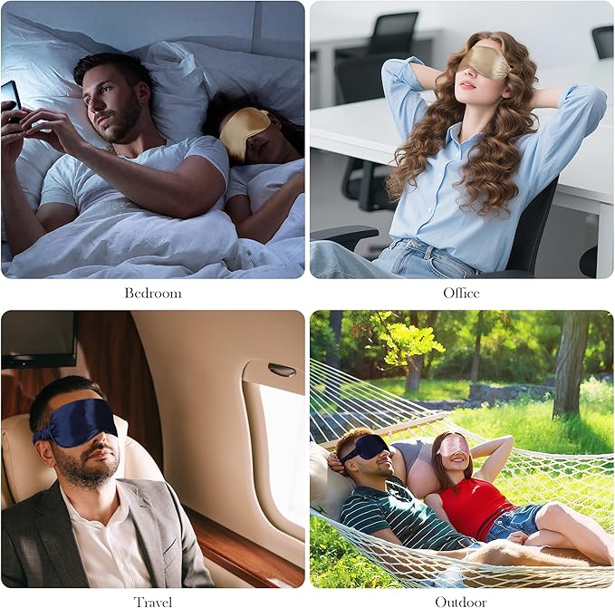 SilkDream 100% Mulberry Silk Sleep Mask Eye Mask for Sleeping 22 Momme Nature 6A Real Silk Gifts for Women&Men CoffeePurple