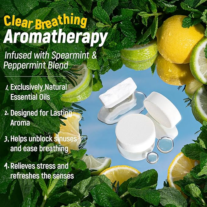 Shower Steamers Aromatherapy & Sport, 100% Pure Natural Essential Oils, Energy Refresh & Invigorating, Relaxing, Spa & Birthday Gifts for Women & Men, Self Care – Spearmint & Peppermint, 4 Pack