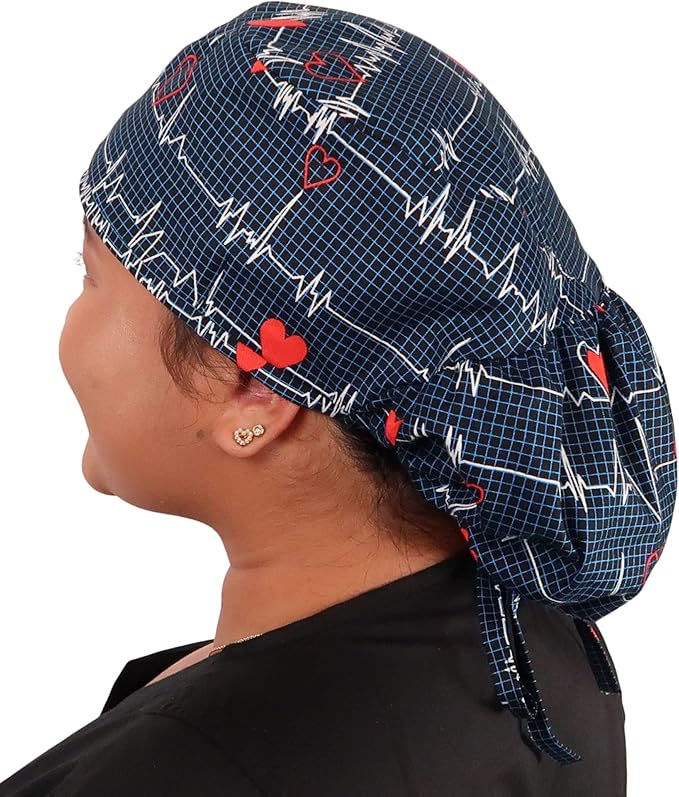 Sparkling EARTH Big Hair Ponytail Classic Surgical Style Scrub Working Cap - Made in The USA!!!