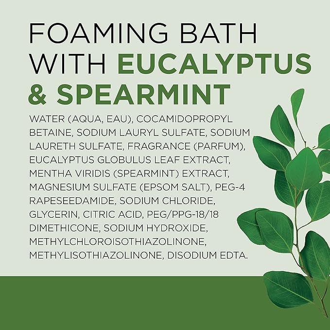 Dr Teal's Foaming Bath with Pure Epsom Salt, Relax & Relief with Eucalyptus & Spearmint, 34 fl oz (Packaging May Vary) (Pack of 2)