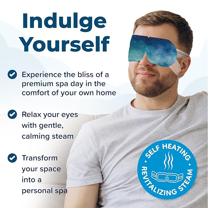 Heated Eye Mask for Dry Eyes - 16pcs Self Heating Steam Eye Mask - Warm Compress for Eyes - Warming & Ready to Use for Sleep & Relaxation - On-The-Go Warm Eye Compress Travel Essentials