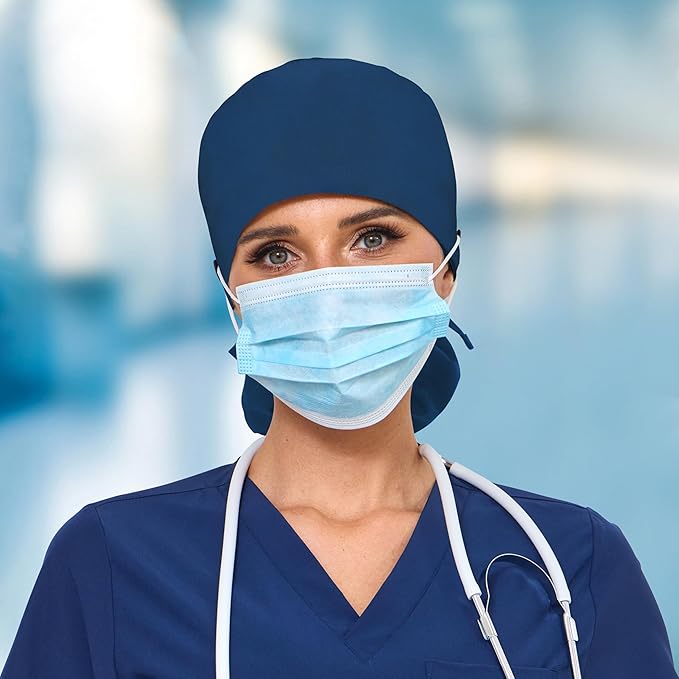 Satin Lined Scrub Cap, Adjustable Surgical Cap with Sweatband & Buttons, Soft and Wrinkle-Resistant Scrub Hat