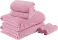 Madison Park Bathroom Towel Set of 6 Diagonal Ribbed, Pink 100% Cotton Quick Dry & Absorbent| 2 Bath 30" x 56"| 2 Hand 18" x 28"| 2 Washcloths 13" x 13"| Zero Twist, 500 GSM, Oeko-TEX