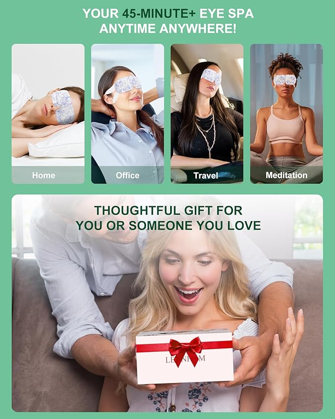 Large Self Heating Eye Mask for Dry Eyes Unscented 24 Pack, 45+ Min Steam Eye Masks Disposable Dark Circles Puffy for Sleep Travel Office, Warming Rest Eye Mask Best Gifts for Women