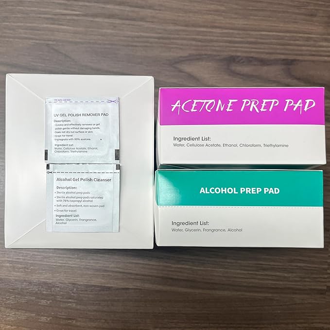 Gellen 400 Pack Nail Cleanser Pads and Acetone Nail Polish Remover Pad Kit, Professional Individually Wrapped, Quick Easy with Glycerin Moisturizing