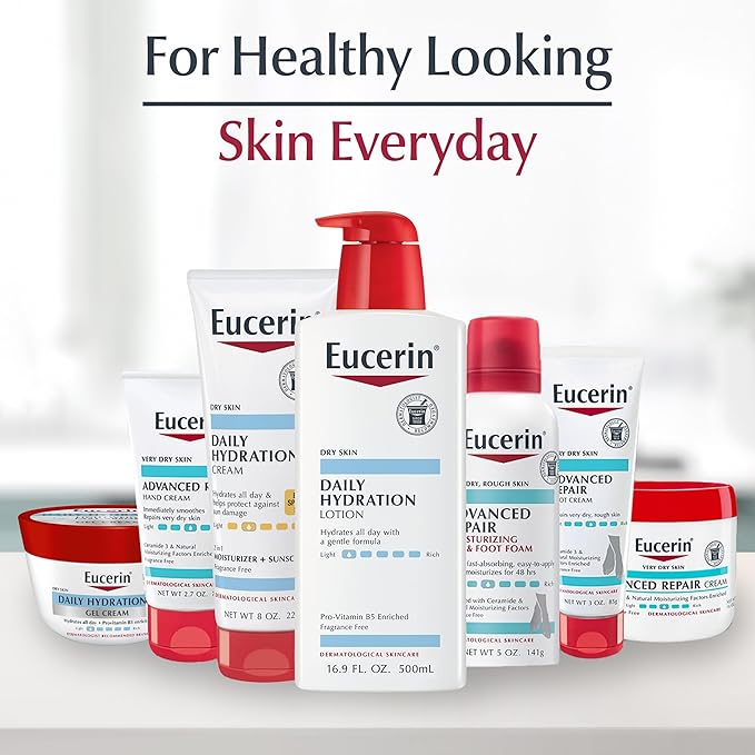 Eucerin Daily Hydration Body Lotion for Dry Skin, Unscented Body Moisturizer, Mothers Day Gifts, 16.9 Fl Oz Bottle, Pack of 3