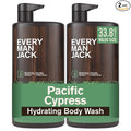 Every Man Jack Pacific Cypress Mens Body Wash for All Skin Types - Cleanse, Hydrate, and Smell Great - Free of Parabens, Phtalates, and Dyes - 33.8 fl oz (2 Pack)