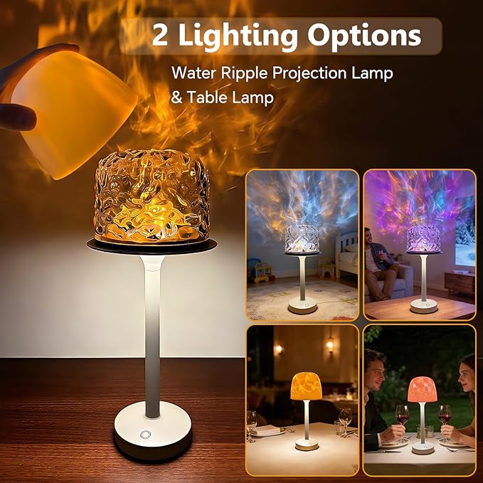 Waterproof Shower Lamp, Cordless Bathroom Lamp with Touch and Remote Control, LED Shower Light with 16-Color Ocean Wave Projector Light, Portable Ocean Lamp for Inside Showers/Bathtubs