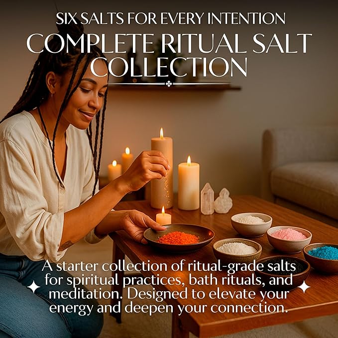Ritual Salt Starter Collection Pack for Ceremony and Spell – Handcrafted Negative Energy Protection Crystals for Witchcraft Supplies – Witches & Wiccan