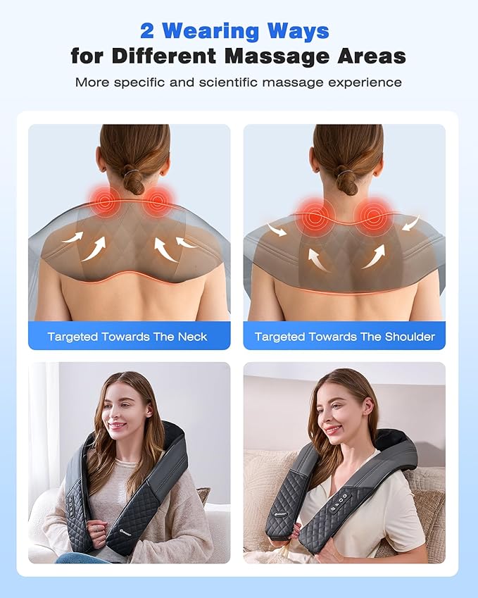 KINGJOY Neck and Shoulder Massager with Heat, Mothers Day Gifts, Shiatsu Neck and Back Massager for Back, Shoulder, Legs, 2026 Upgraded 4D Kneading Deep Tissue Pain Relief, Gifts for Women/Men/Mom/Dad