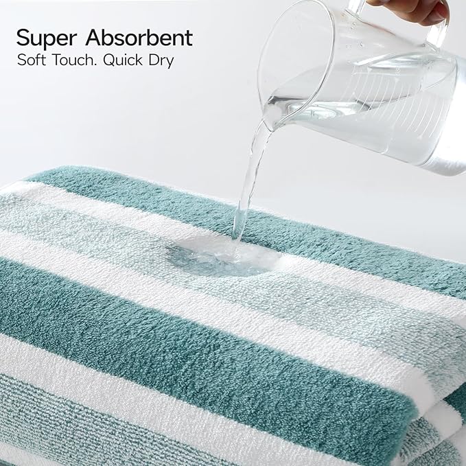 REDKISS Ultra Soft Bath Towel Set 6-Piece 35"x70" | 100% Microfiber, Highly Absorbent | Quick Dry Towels for Bathroom, Spa, Gym | 2 Bath, 2 Hand, 2 Washcloths | Green