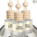 Urban Naturals Car Air Freshener Diffuser 3 Pack - Mahogany Coconut Scent, 45+ Days Long Lasting Fragrance, Made in USA, Glass & Wood, Hanging Design + Vent Cip, Easy to Use