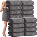 SmoothNovelty 16 Pack Microfiber Bath Towels Bulk 27'' x 60'' Oversized Size Bath Towel Highly Absorbent Extra Large Soft Drying for Beach Shower Summer Salon Sport Gym Party (Wheat,Gray)