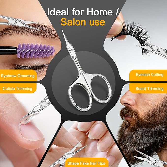 Cuticle Scissors, Extra Fine Curved Manicure & Pedicure Nail Scissor for Women/Men, Professional Small Grooming Tool for Nail Care, Eyebrow Trimming