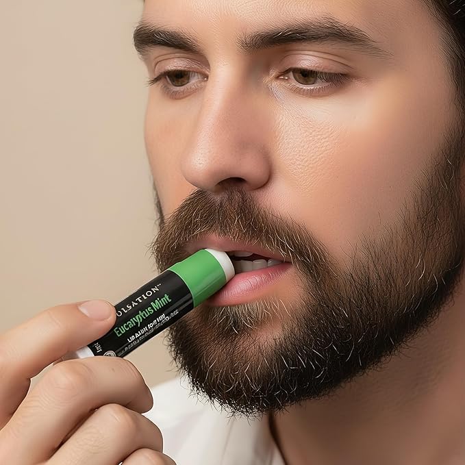 Soulsation Organic Lip Balm Set for Men - 4 Flavors - 100% Natural Moisturizing for Cracked & Dry Lips