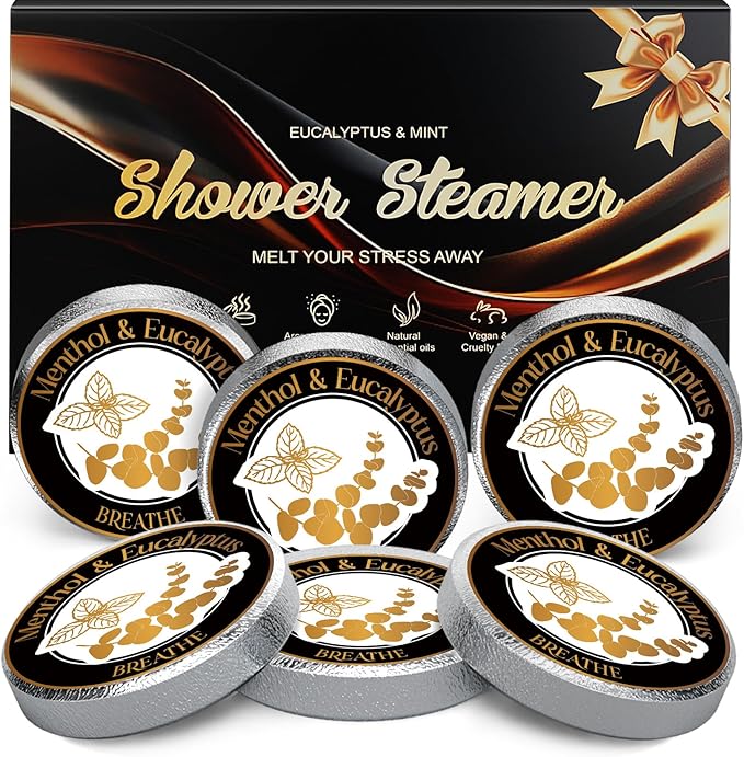 Dad Gifts for Fathers Day from Daughter Son Wife: Eucalyptus Shower Steamers Aromatherapy, 6 Packs Mint Shower Bombs with Natural Essential, Stress Relief Self Care Birthday Gift for Teens Boyfriend