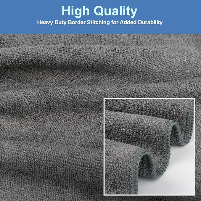 UNIMADE 2 Pack Gym Towels Set - Highly Absorbent and Quick Drying Microfiber Salon Towels, Premium Hand Cloths for Bathroom, Gym, Shower, Hotel, and Spa - 16x27 inch (Grey)