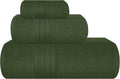 BOUTIQUO Ultra Soft 3 Pack Cotton Towel Set, Contains a Bath Towels 28x55 inch, a Hand Towels 16x24 inch & a Wash Coths 12x12 inch, Ideal Everyday use, Compact & Lightweight - Olive Green