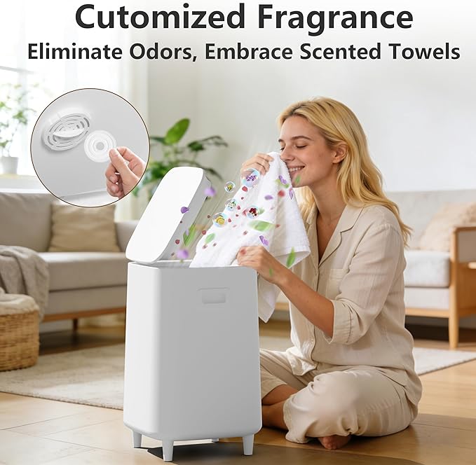 22L Towel Warmer for Bathroom – Fast Heating Blanket Warmer, Fits Two 40" x 70" Oversized Towels, Blankets & Bathrobes, Auto Shut-Off, Adjustable Timer, Portable Towel Warmer Bucket -White