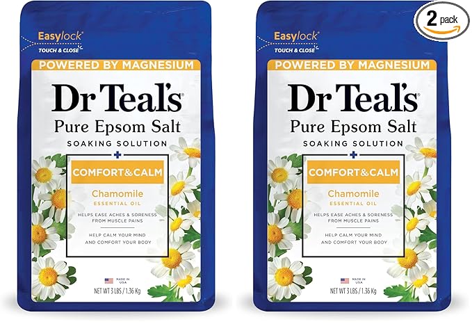 Dr Teal's Epsom Salt Soaking Solution, Chamomile, 48 Oz (Pack of 2)