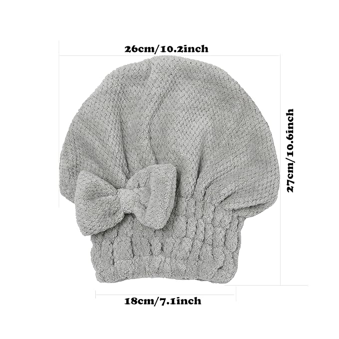 M-bestl Microfiber Hair Towel, Hair Towel Cap,Absorbent Hair Turban Towel,Hair Drying Towel to Dry Curly or Straight Short Hair Quickly(Pink&Gray)