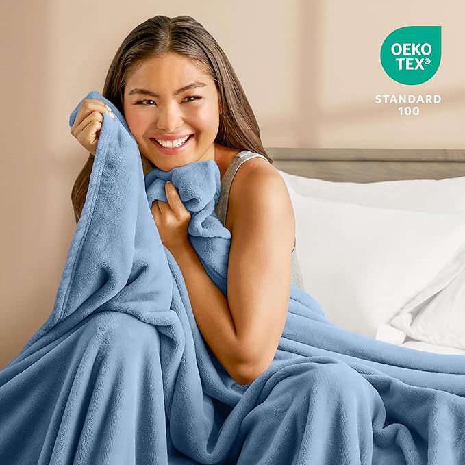 Bare Home Fleece Blanket - Twin/Twin Extra Long - Ultra-Soft Lightweight for Bed, Sofa, and Couch - Luxury Microplush - Cozy Warm Blanket (Twin/Twin XL, Coronet Blue)