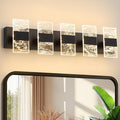 Modern LED Bathroom Light Fixtures Dimmable 5-Light Black Vanity Light,5CCT Adjustable Lighting Fixture Vanity Lights Over Mirror, Smoked Acrylic LED Vanity Lights for Bathroom