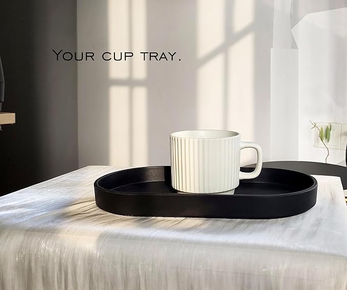Black Small Tray (10 inch), 3 Pack Oval Tray for Kitchen Counter, Bathtub Bathroom Vanity Items, Countertop Organizer, Coffee Accessory, Bar, Serving Seasoning, Salt and Pepper, Soap.