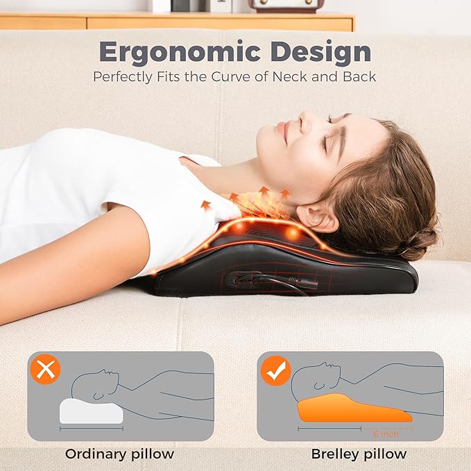 Brelley Neck and Back Massager for Pain Relief Deep Tissue with Heat, Shiatsu Shoulder Massager with Bi-Directional Rotating Head for Neck, Back, Shoulders, and Legs