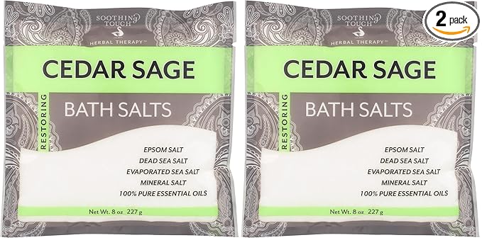 Soothing Touch Bath Salts Pouch, Cedar Sage, 8 Ounce (Pack of 2)
