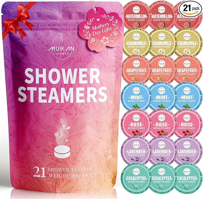 Shower Steamers Aromatherapy 21-Pack Shower Bombs Birthday Day Gifts for Him Mom Wife Her, Eucalyptus Rose Lavender Mint Essential Oil, Bath Bombs Mothers Day Birthday Gifts for Women,Mom Teens