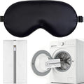 Silk Sleep Mask for Sleeping, Blackout Eye Mask with Adjustable Strap, Lightweight & Comfortable Blindfold for Women & Men, Includes Protective Laundry Bag for Eye Cover(Black)