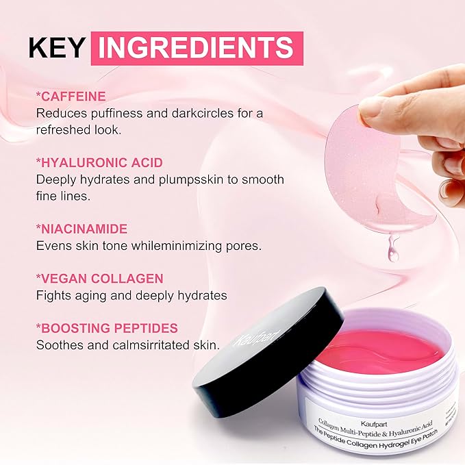 60 PCS Peptides Collagen Hydrogel Eye Patch | Gel Eye Patches for the appearance of Dark Circles, Undereye Bags | Firming, Age-Defying Care with Retinol, Collagen | Korean Skin Care