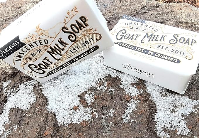 Legend's Creek Farm Goat Milk Soap - Triple Milled Cleansing Moisturizing Bar for Hands and Body - 9 Oz Creamy Lather, Nourishing, Natural Soap for Sensitive Skin (Unscented, Pack of 4)