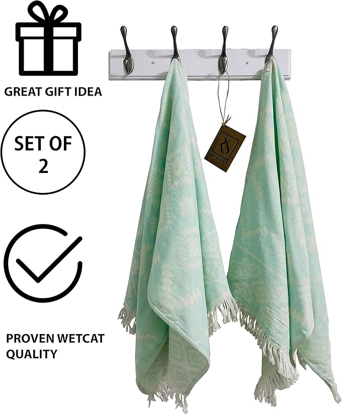 RAY SILVER Aztec Turkish Hand Towels Set of 2 100% Cotton Peshtemal Soft Feel 18 x 36Inches Light Weight Travel Camping Bath Sauna Beach Gym Pool Blanket Quick Dry Oversized Towel