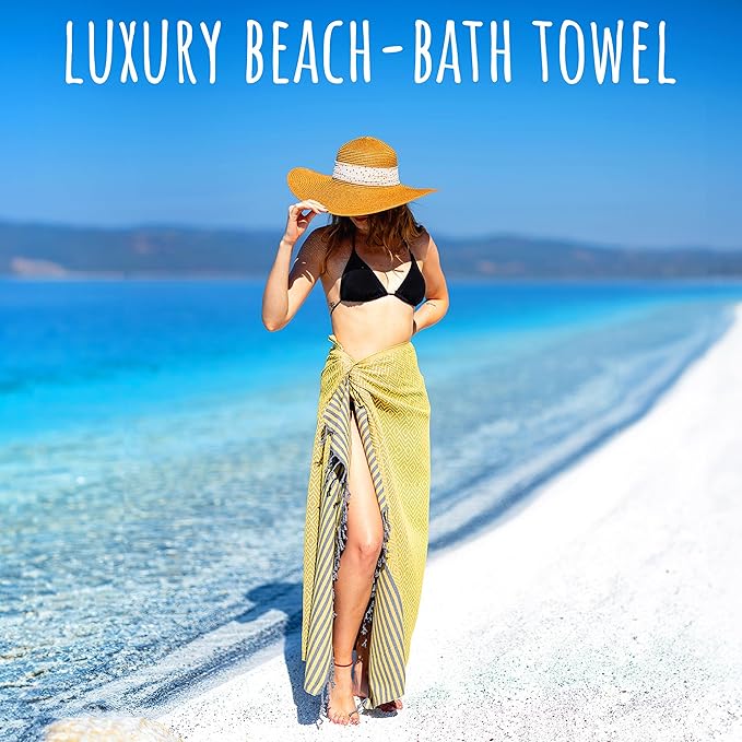 Ray Silver Turkish Beach Towel Oversized 40x71 100% Cotton Sand Free Quick Dry Towel Extra Large Turkish Towel Light Travel Towel for Adults Beach Gifts Beach Accessories
