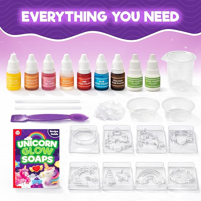 Doctor Jupiter Unicorn Glow Soap Making Kit - Girls Crafts DIY Project for 4+ Year Old Kids | Unicorn Girl Gifts, Birthday Gift Ideas for Girls Ages 4 5 6 7 8 12, Unicorn Toys