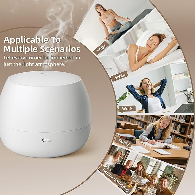 Humidifiers for Bedroom,Quiet Cool Mist Humidifier for Baby,Small Essential Oil Diffuser with Auto-Off Function, Ultrasonic Air humidifier for Plants/Home/Nursery/Office,Home Scent Diffuser (White)