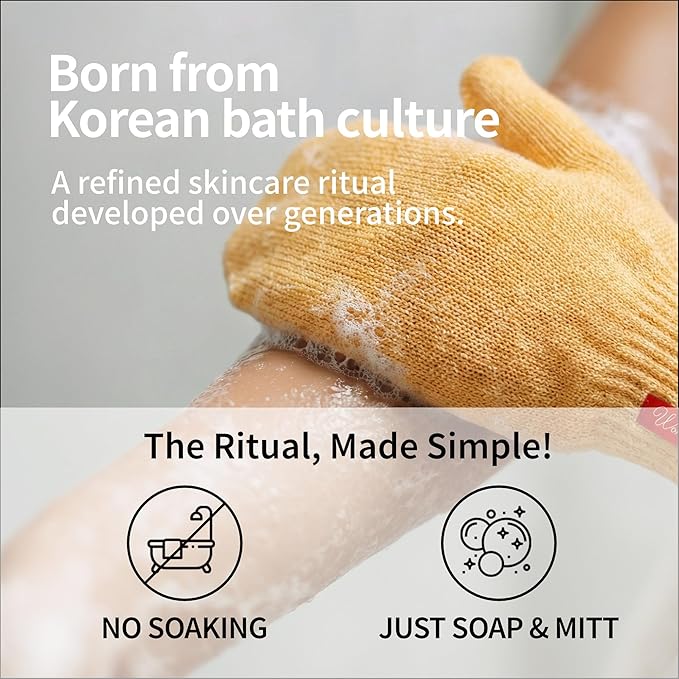 Wonder-Loop Premium Korean Exfoliating Mitt, 100% Plant-Based Viscose Wash Cloth Gloves, Gentle Dead Skin Remover, Loop-Science K-Spa Scrub, 2 Pack