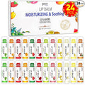 DMSKY 24 Pack Lip Balm Bulk, Moisturizing with Coconut Oil & Vitamin E for Dry Cracked Lips, Natural Lip Care Party Favors for Kids & Adults-12 Flavors