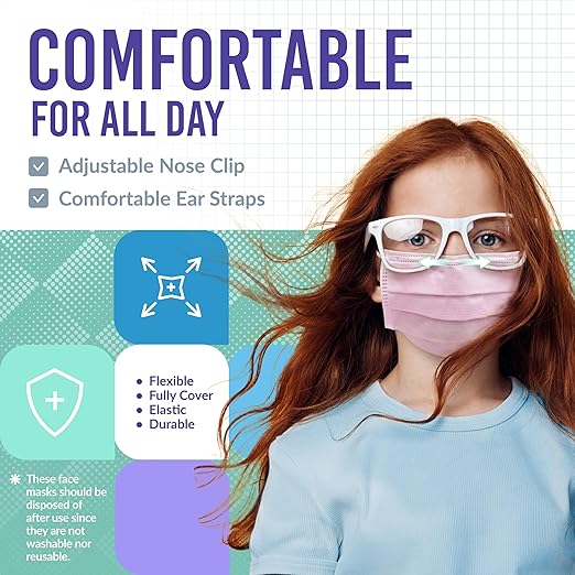 Medtecs Kids Face Mask Disposable - 2 Sizes Option (Child/Youth) 50 PCs - Comfy 3-Ply Breathable Children Masks, The Better & Safer Choice - Child | Pink