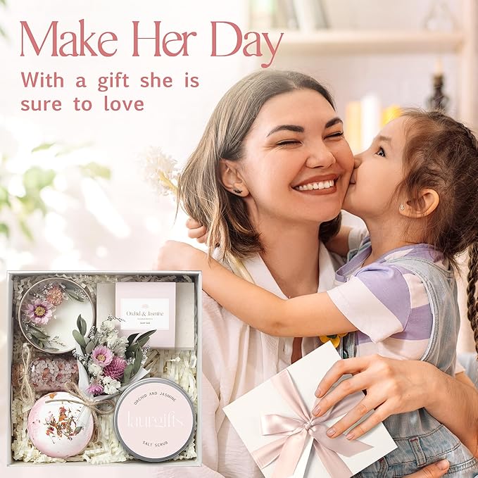Birthday Gifts for Women – Mothers Day Spa Gift Basket, Luxury Candle Set & Bath Sets Self Care Box, Gift for Mom, Wife or Friend