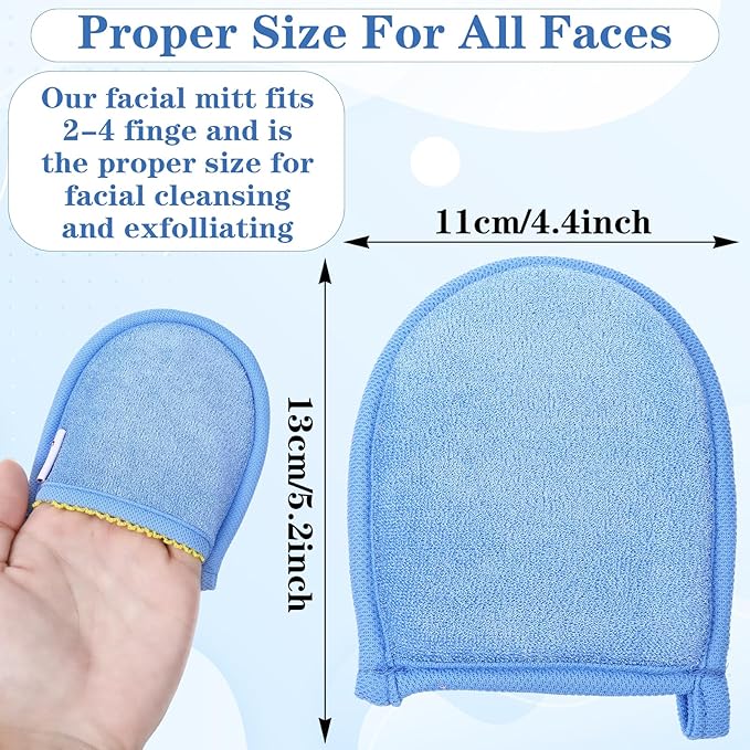 4 PCS Exfoliating Gloves, Exfoliating Facial Scrubber Mitt Facial Scrub Mitts Deep Exfoliatings Gloves for Face and Body Mitt Cleaning Mitten, Deep Face Cleaning Polishing Glove for Women Bath Shower
