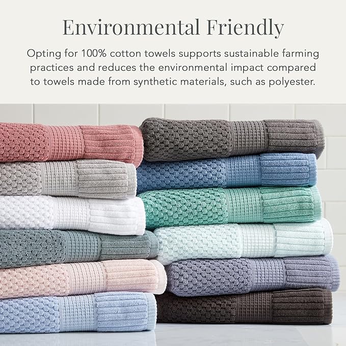 NY Loft 100% Cotton Towel Set 6 Piece | Super Soft & Absorbent Quick-Dry 2 Bath Towels 2 Hand Towels & 2 Washcloths | Textured and Durable Cotton | Premium Thick Towels | 6 Piece Set - Black